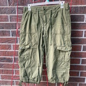 Women’s Thre3 Cargo Capris 12 Olive Green Ties at Waist and Legs
